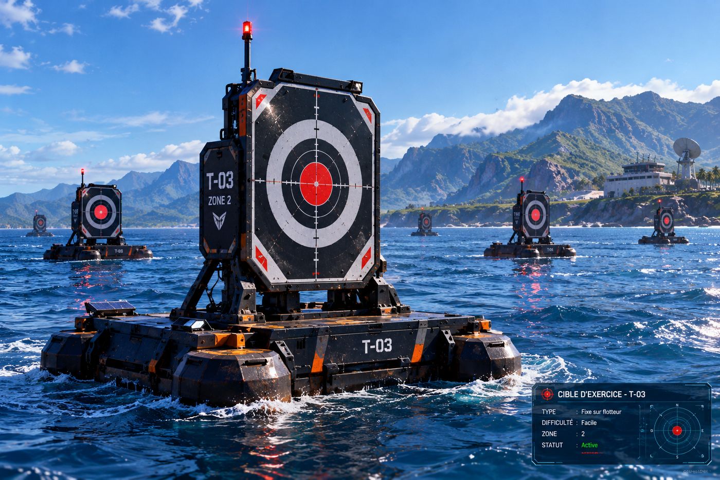 Cibles d'exercice sur flotteurs en mer